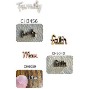 Origami Owl set of 3 charm FAITH, FAMILY, and MOM